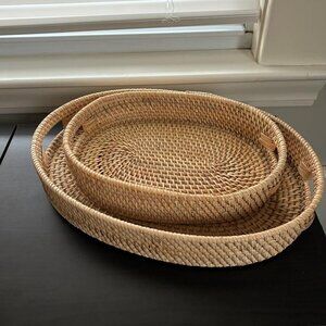 NEW Rattan Wicker Tray Perfect Christmas Gifts for Women, Serving Tray
